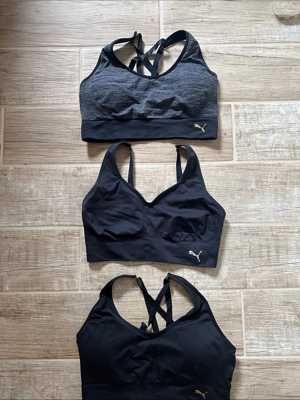 Puma Women's Black Sports Bras Trio with Crisscross Straps